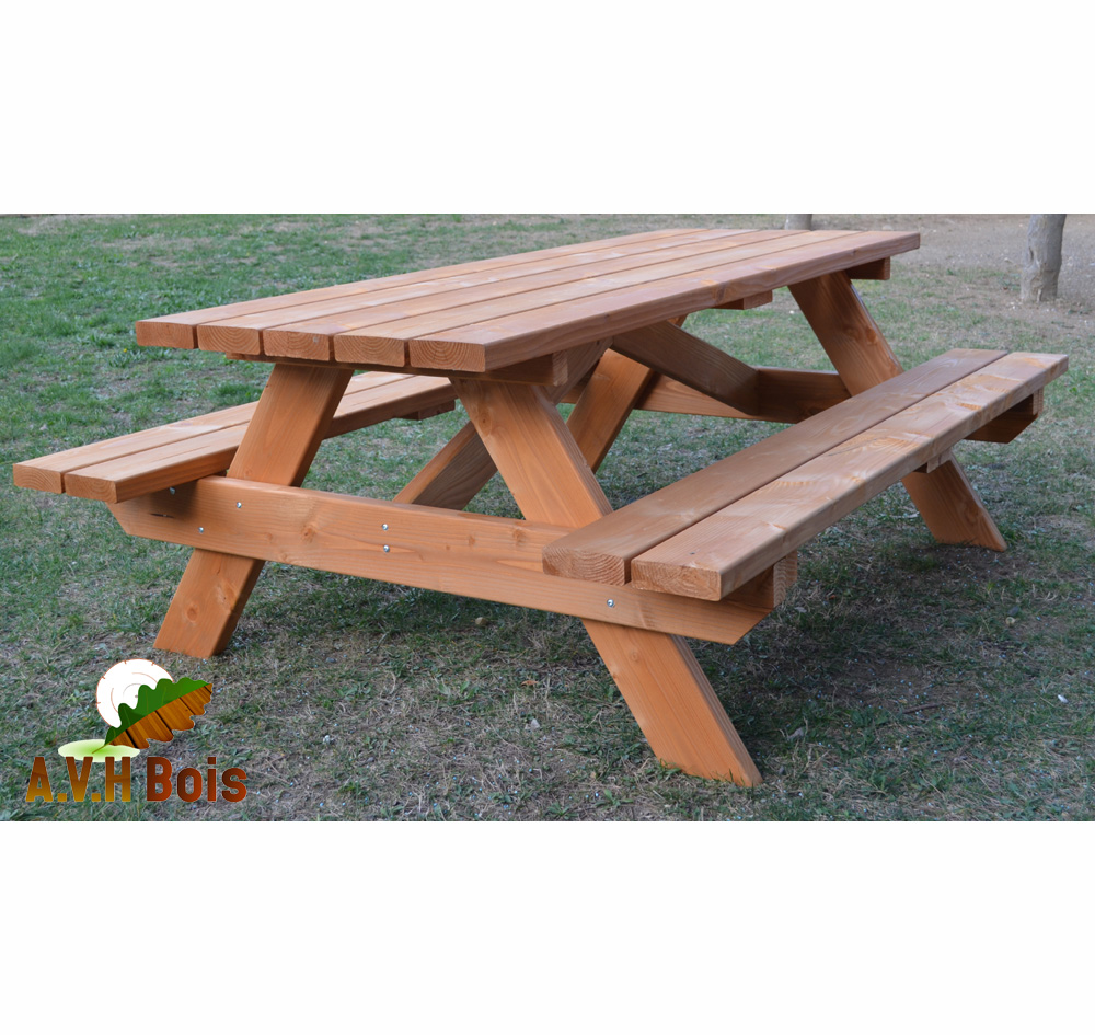 table forestière en bois, table pique nique, table en bois douglas
